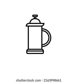herramienta de café de prensa francesa vectorial con estilo de línea