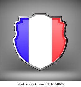 Vector French Shield Isolated on Soft Grey Background