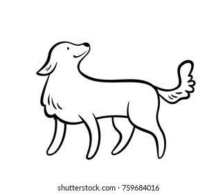 Vector frendly dog, isolated on white.