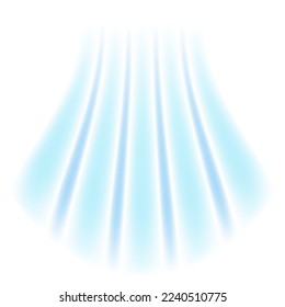 Vector fresh air flow from the conditioner. Sparkling light effect with blue rays. Imitation cold wind or frost on white background.