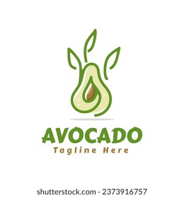 Plantilla de diseño del logotipo del jugo de aguacate fresco del vector