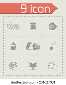 Vector Fresh bakery icon set on grey background