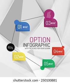 Vector fresh business abstract infographics on 3d triangular background