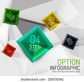 Vector fresh business abstract infographics on 3d triangular background