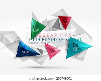 Vector fresh business abstract infographics on 3d triangular background