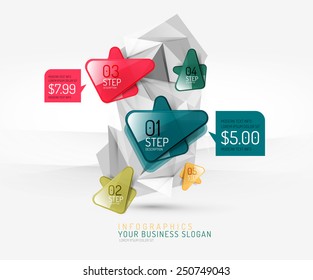 Vector fresh business abstract infographics on 3d triangular background