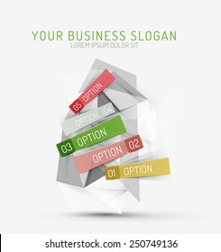 Vector fresh business abstract infographics on 3d triangular background
