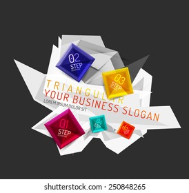 Vector fresh business abstract infographics on 3d triangular background