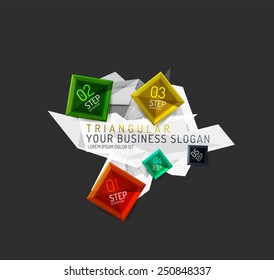 Vector fresh business abstract infographics on 3d triangular background