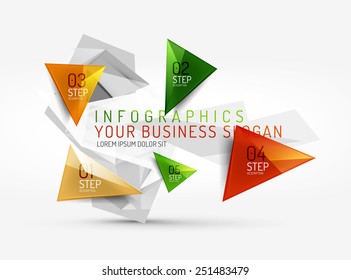 Vector fresh business abstract infographics on 3d triangular background