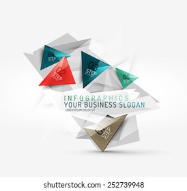 Vector fresh business abstract infographics on 3d triangular background