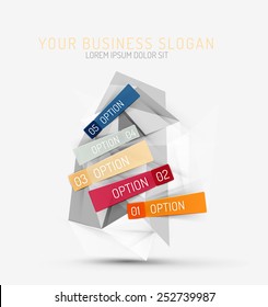 Vector fresh business abstract infographics on 3d triangular background