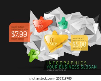 Vector fresh business abstract infographics on 3d triangular background