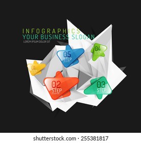 Vector fresh business abstract infographics on 3d triangular background