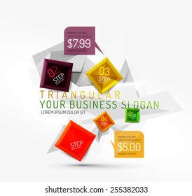 Vector fresh business abstract infographics on 3d triangular background