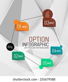 Vector fresh business abstract infographics on 3d triangular background