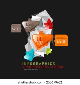 Vector fresh business abstract infographics on 3d triangular background