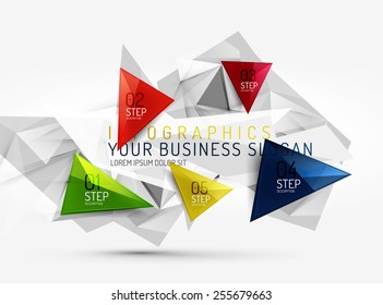 Vector fresh business abstract infographics on 3d triangular background