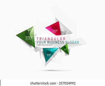 Vector fresh business abstract infographics on 3d triangular background