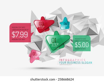 Vector fresh business abstract infographics on 3d triangular background