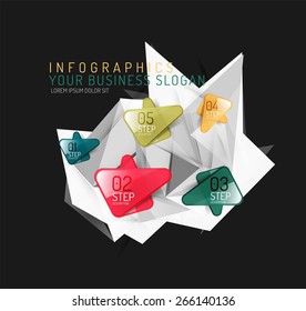 Vector fresh business abstract infographics on 3d triangular background