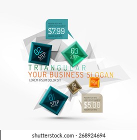 Vector fresh business abstract infographics on 3d triangular background