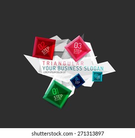 Vector fresh business abstract infographics on 3d triangular background