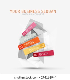 Vector fresh business abstract infographics on 3d triangular background