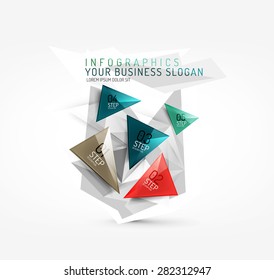 Vector fresh business abstract infographics on 3d triangular background