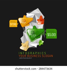 Vector fresh business abstract infographics on 3d triangular background