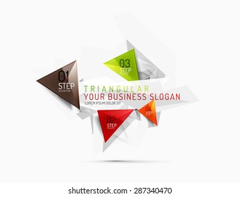 Vector fresh business abstract infographics on 3d triangular background
