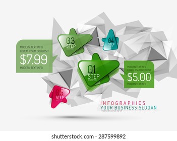 Vector fresh business abstract infographics on 3d triangular background