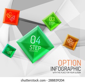 Vector fresh business abstract infographics on 3d triangular background