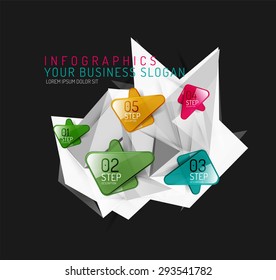 Vector fresh business abstract infographics on 3d triangular background
