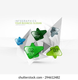 Vector fresh business abstract infographics on 3d triangular background