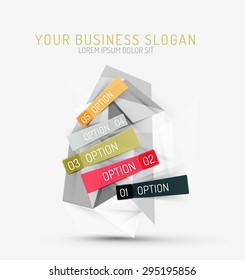 Vector fresh business abstract infographics on 3d triangular background