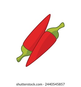 vector fresh chilli vegetable on white background.