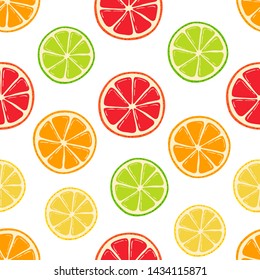 Vector Fresh Citrus Fruits Pattern in White Background