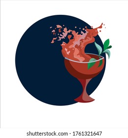 Cóctel vectorial fresco con fondo azul. Bebida alcohólica y colorida.