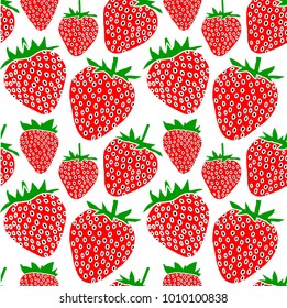 vector fresh delicious fruit red strawberry seamless pattern iso