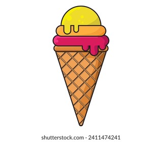 Vector Helado fresco y delicioso. Ilustración de helado derretido.