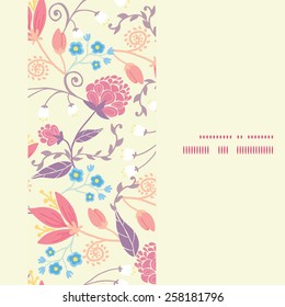 Vector Fresh Field Flowers and Leaves Vertical Frame Seamless Pattern Background