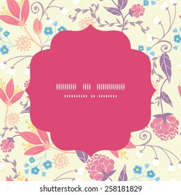 Vector fresh field flowers and leaves circle frame seamless pattern background
