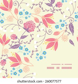 Vector fresh field flowers and leaves frame corner pattern background