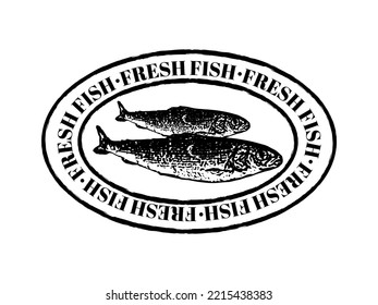 Vector Fresh Fish Logos, Labels and Design Elements. Fish sticker Vintage retro sticker ocean and sea with fish seafood packaging	
