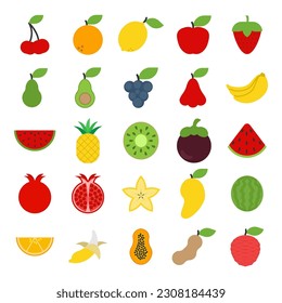 vector fresh fruit flat icons illustrations