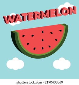 Vector  fresh fruit watermelon piece isolated on white background. Illustration of 3d juicy red watermelon slice