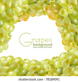 vector fresh grapes with drops of dew on a white background