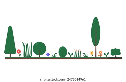 Diseño de elemento de planta verde fresco de Vector. Colección de árboles verdes, flores.