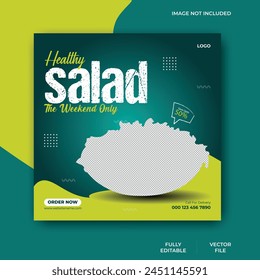 Vector fresh grocery vegetable delivery social media post promotion template